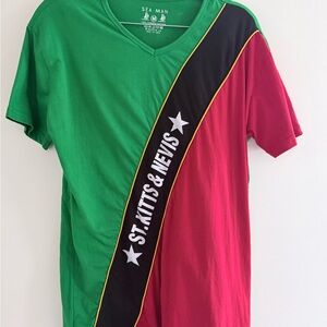 St. Kitts & Nevis Green and Red V-Neck Tee